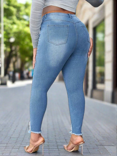 Ripped Plus Size Jeans Curvy Women Jeans - Carvan Mart