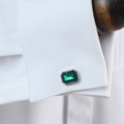 Men's Button Glass Plating Cufflinks - Carvan Mart