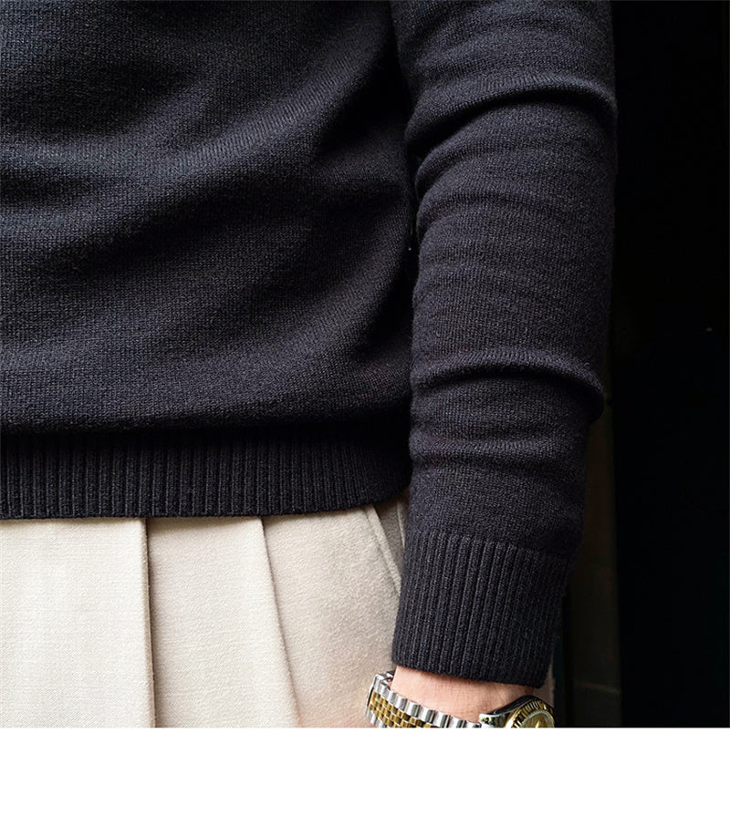 Men's Stand-up Collar Zipper Knit Long-sleeved Sweater - Carvan Mart