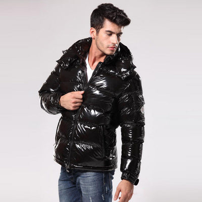 Down Short Men And Women Couples Thick Warm Jacket - Black gloss - Men's Jackets & Coats - Carvan Mart