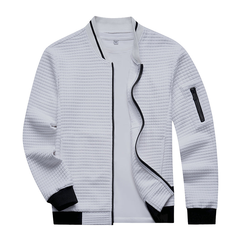 Men Casual Zipper Jacket - White - Men's Jackets & Coats - Carvan Mart