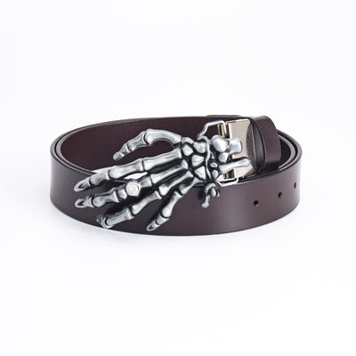 Men's Leather Belt Skull Big Head  Claw Outdoor Rider - Carvan Mart