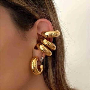 Titanium Steel Thick Cylindrical Round Tube Hollow Earrings - Carvan Mart