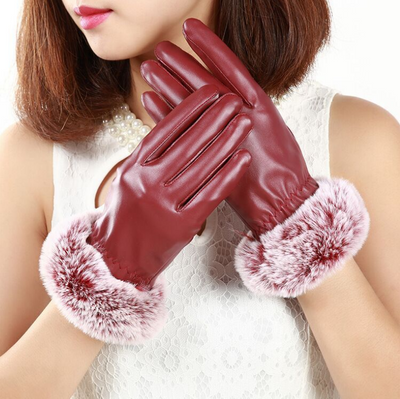 Ladies Plus Velvet Thick Warmth Touch Screen Gloves - Red One Size - Women Gloves & Mittens - Carvan Mart