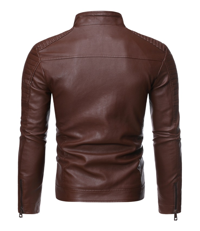 Zip decorative motorcycle jacket - - Genuine Leather - Carvan Mart