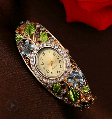 Bracelet Watch Popular Models High-grade Diamond National Wind Painting Accessories Female - Gray - Women's Watches - Carvan Mart