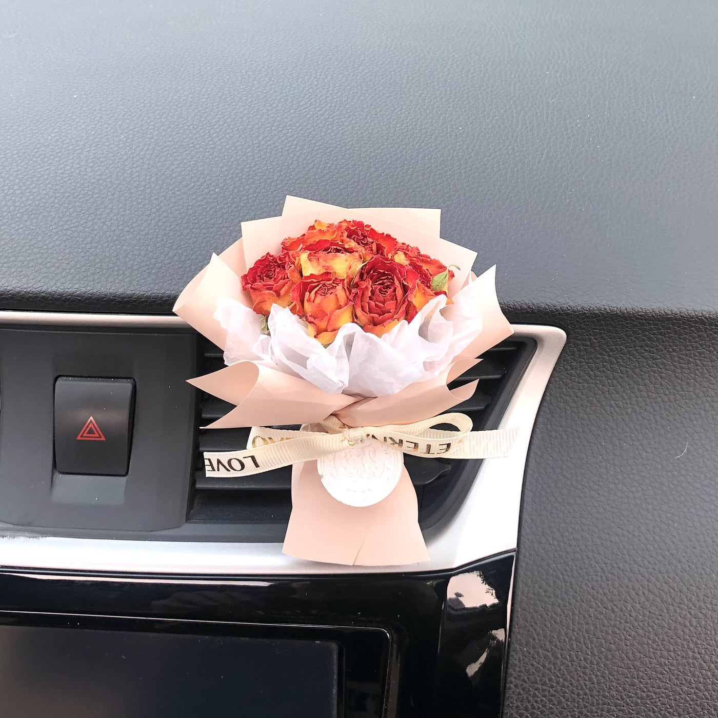 Natural Mini Rose Dry Flower Valentine Car Decor - Lotus root powder - Gift - Carvan Mart