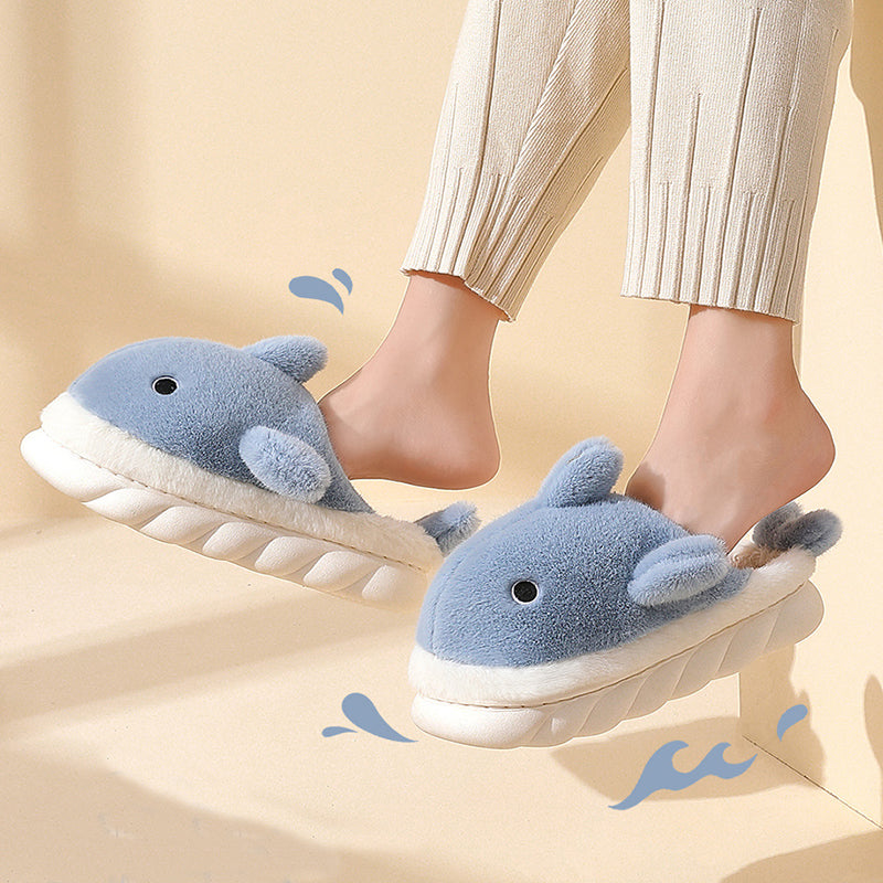 Shark Slippers Soft Sole Furry Shoes Home Bedroom Slippers - Carvan Mart