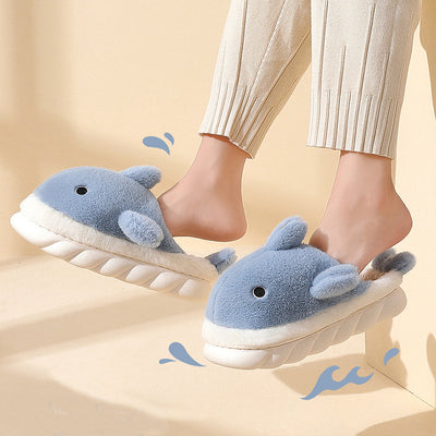 Shark Slippers Soft Sole Furry Shoes Home Bedroom Slippers - - Women's Slippers - Carvan Mart