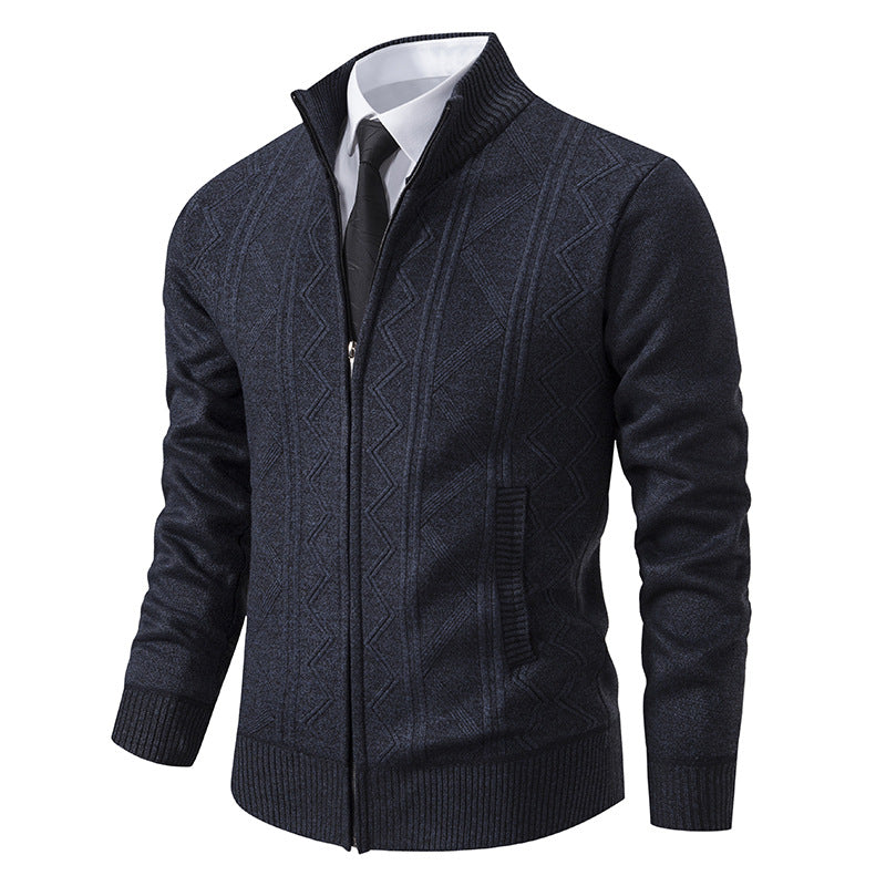 Winter Men Woolen Sweater Men's Cardigan Coat Stand Collar - - Men's Sweaters - Carvan Mart