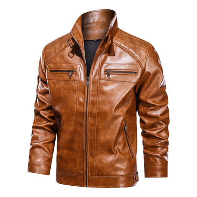 Simple Fashion European Size Autumn Leather Jacket - Carvan Mart
