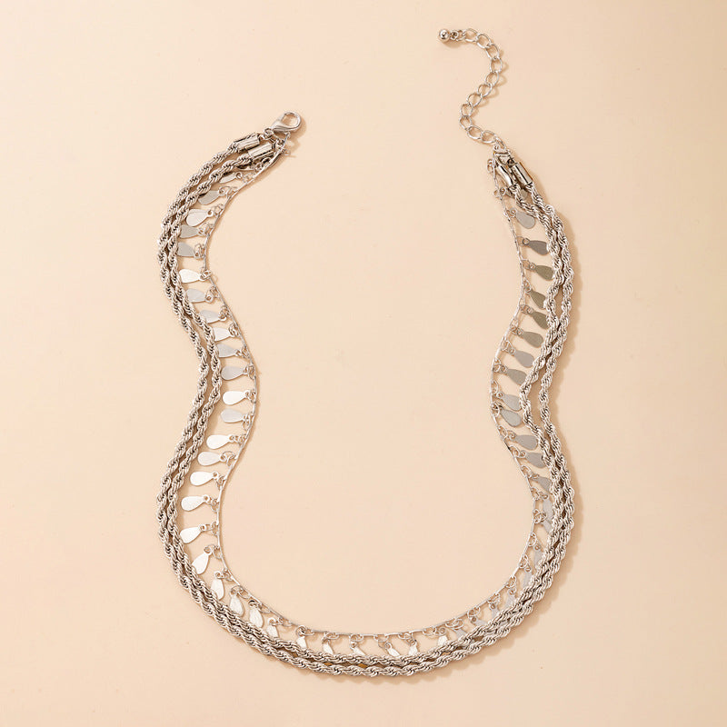 Multi-layer Hemp Flowers Chain Round Drop-shaped Necklace - Carvan Mart Ltd