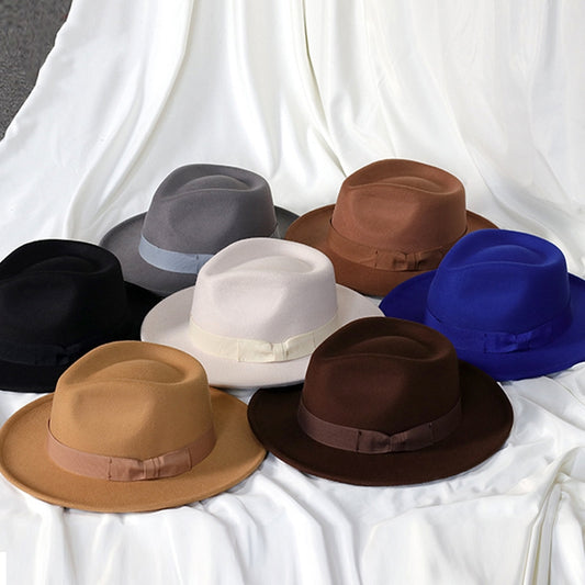 Bowknot Top Hat Love Hat Head Felt Cap Small Curling Men's Top Hat Retro Jazz Hat - Carvan Mart Ltd