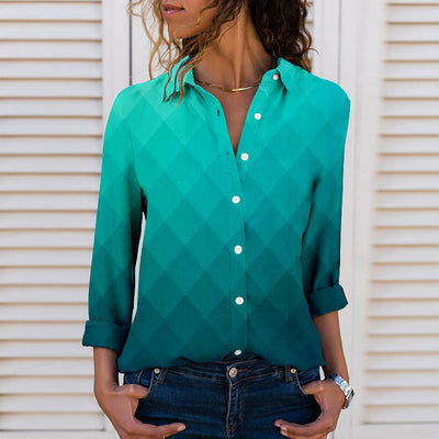 Women's 3D Digital Printing Polo Collar Top Youth Simplicity Casual Ladies Shirt - Carvan Mart
