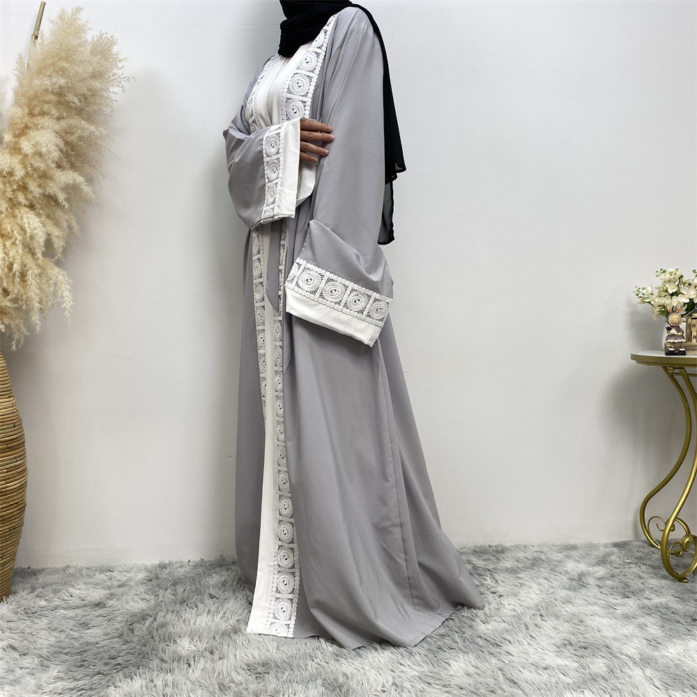 Women's Fashion Patchwork Lace Muslim Robe - Carvan Mart Ltd