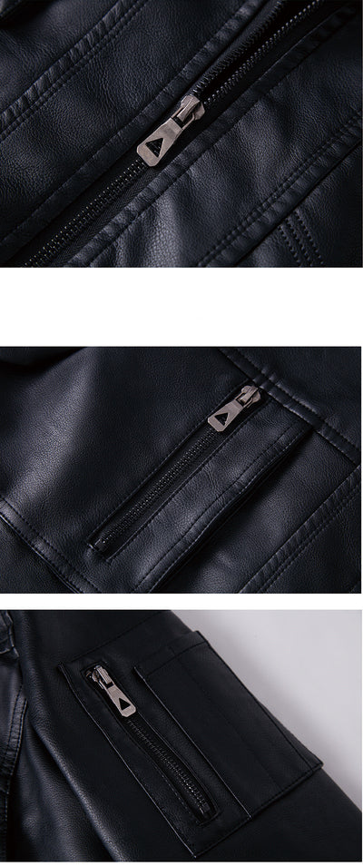 Men's washed leather leather jacket - Carvan Mart