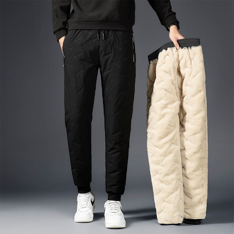 Men's Padded Cotton Trousers with Cashmere - Warm and Stylish Winter Pants - Black corset - Men's Pants - Carvan Mart