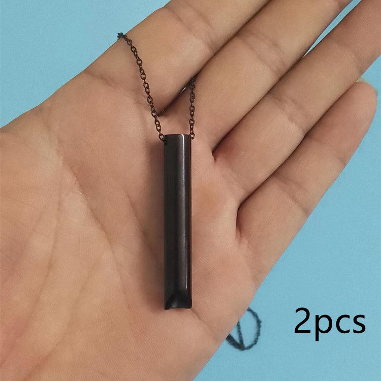 Breathing Pendant Meditation Decompression Cylinder Necklace - Black 2pcs - Necklaces - Carvan Mart