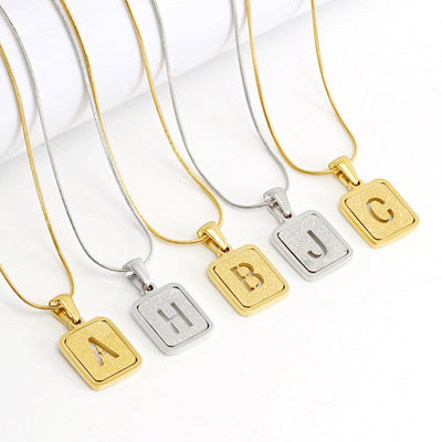 Alphabet Necklace 26 Letters Hollow Out Square 18K Necklace Fashion Jewelry - - Necklaces - Carvan Mart