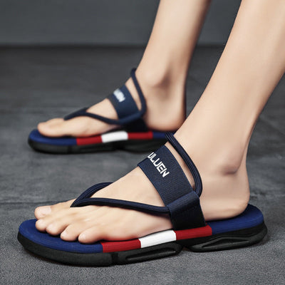 Men Sandals Outdoor Sport Flip Flops Comfort Casual Thong Beach Shoes - Dark Blue - Men's Sandals - Carvan Mart