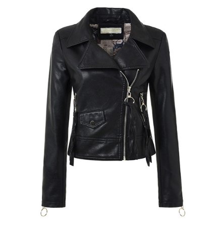 Leather Coats Women's Motorcycle Jacket Outerwear Black Leather Jacket - Black 3 - Leather & Suede - Carvan Mart