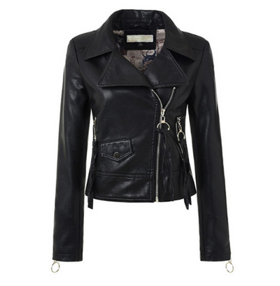 Leather Coats Women's Motorcycle Jacket Outerwear Black Leather Jacket - Carvan Mart