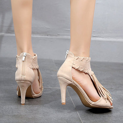Fringed high heels - Carvan Mart Ltd