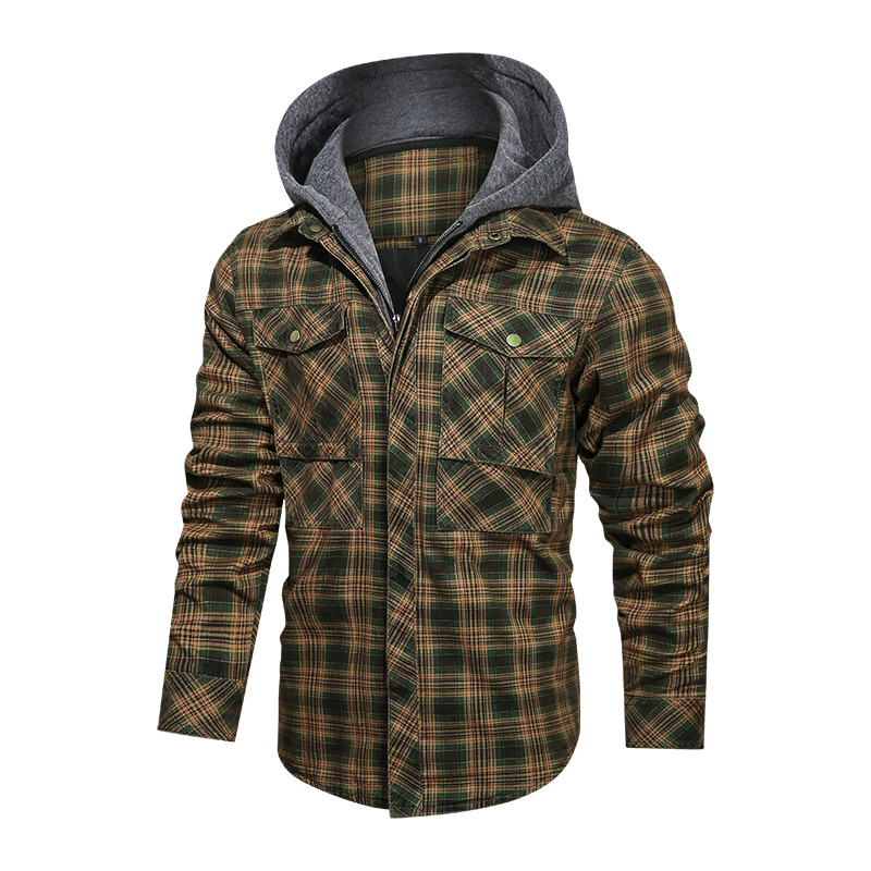 Men Warm Jacket Fleece Thick Winter Detachable Hoodies Jackets - Light Army Green - Men's Jackets & Coats - Carvan Mart