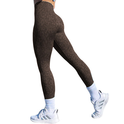 High-Waisted Push Up Booty Leggings for Women - Workout, Gym, Fitness, and Yoga Pants - Coffee leopard print - Leggings - Carvan Mart
