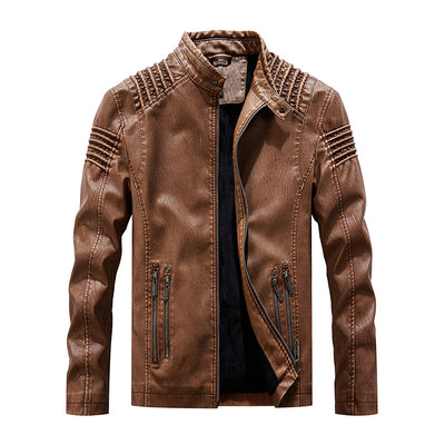 Men Leather Jacket Winter And Autumn Motorcycle PU Warm Fashion - Carvan Mart