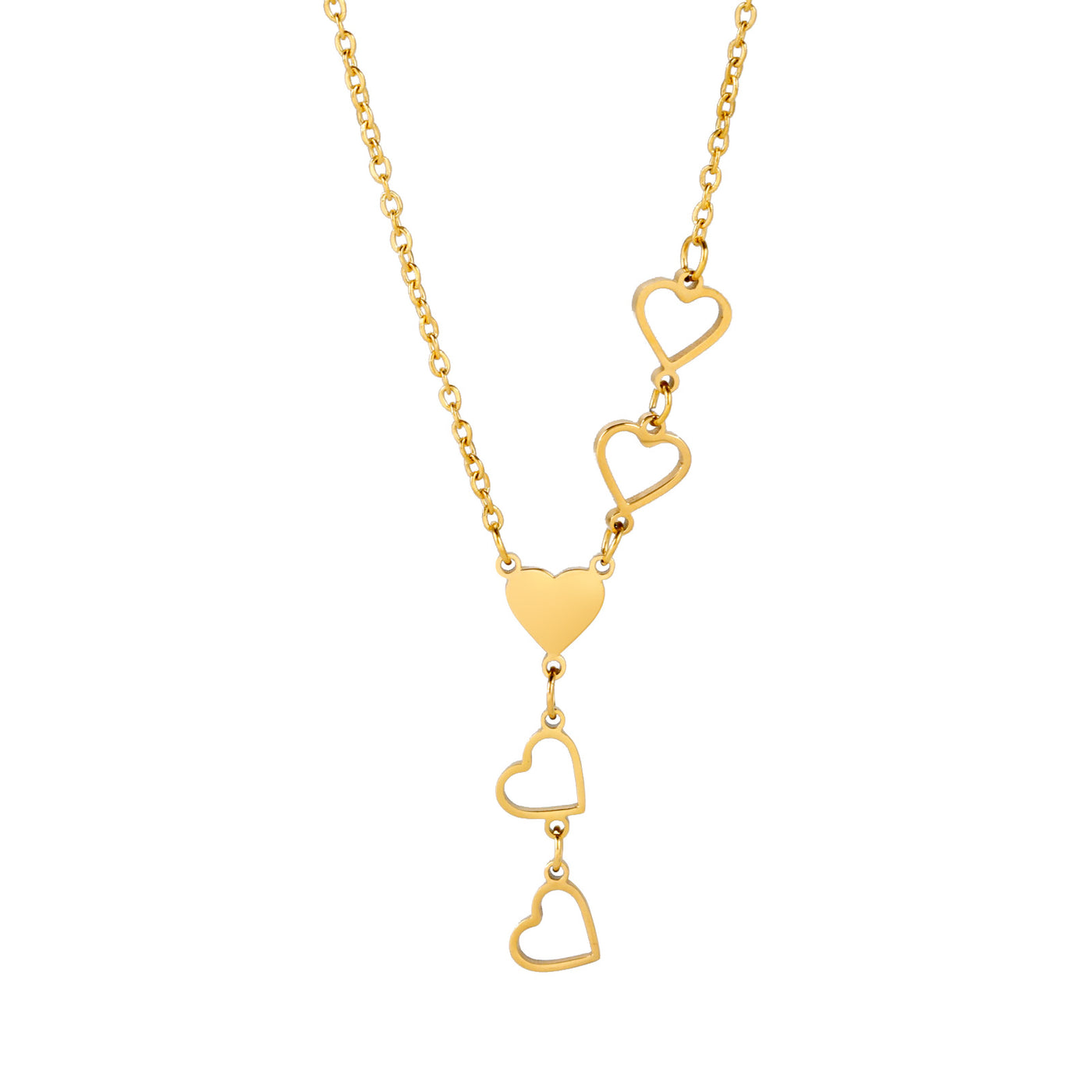 Fashion Love Pendant Stainless Steel Necklace - Gold - Necklaces - Carvan Mart