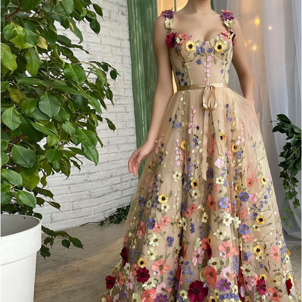 Vintage Exquisite 3D Flowers Prom Dresses Sweetheart - Carvan Mart