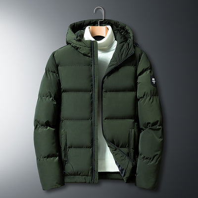 Men Casual Hooded Warm Cotton Jacket - Green - Men's Jackets & Coats - Carvan Mart