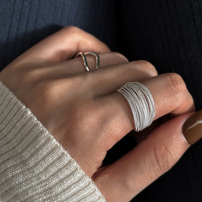 Women's Minimalist Multi-layer Line Winding Ring - Carvan Mart