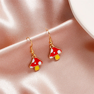 Color Drop Oil Small Mushroom Alloy Earrings - - Earrings - Carvan Mart