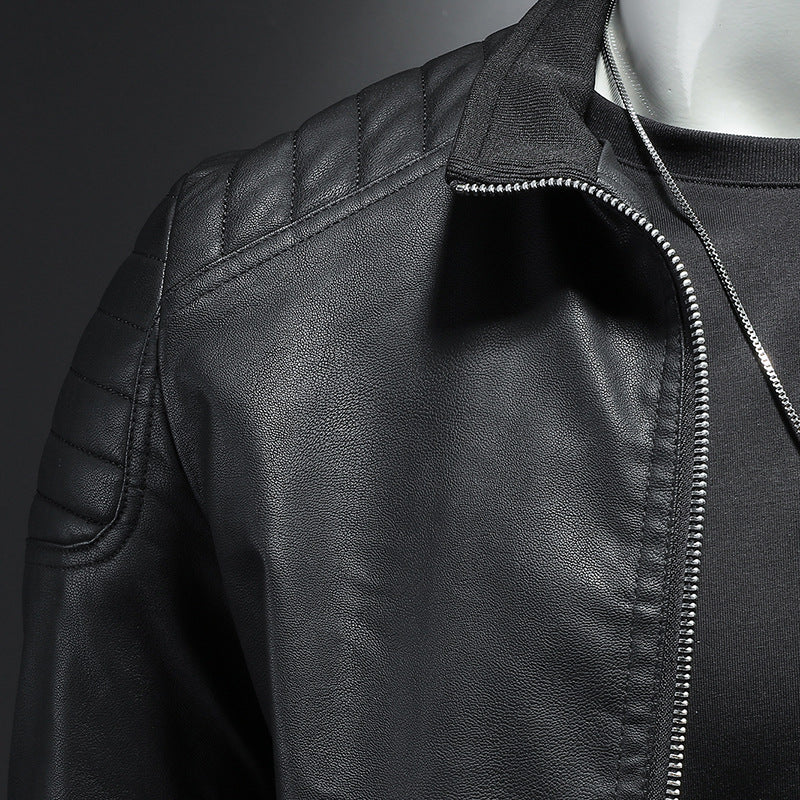 Men's Leather Motorcycle Jacket Thin Coat - - Genuine Leather - Carvan Mart