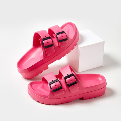 Double Buckle Slippers Summer Platform Non-slip Slipper For Women - Carvan Mart