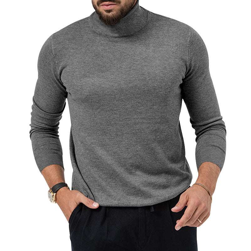 Autumn And Winter New High-elastic Turtleneck Knitted Cashmere Sweater Thickened Young Men's Warm Undercoat - Carvan Mart