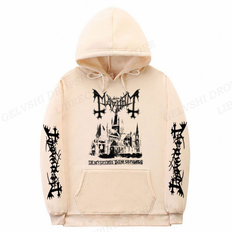 Men's Trendy Graphic Print Sweatshirt Solid Color Fashion Hoodie - khaki - Men's Hoodies & Sweatshirts - Carvan Mart