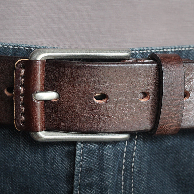First Layer Cowhide Handmade Belt Men's Pin Buckle Belt - Carvan Mart