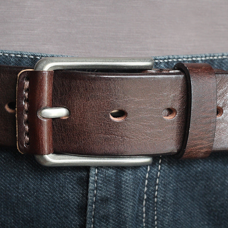 First Layer Cowhide Handmade Belt Men's Pin Buckle Belt - - Men's Belts - Carvan Mart