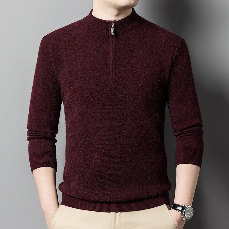 Thick Sweater Men's Half Turtleneck Zipper - - Men's Sweaters - Carvan Mart