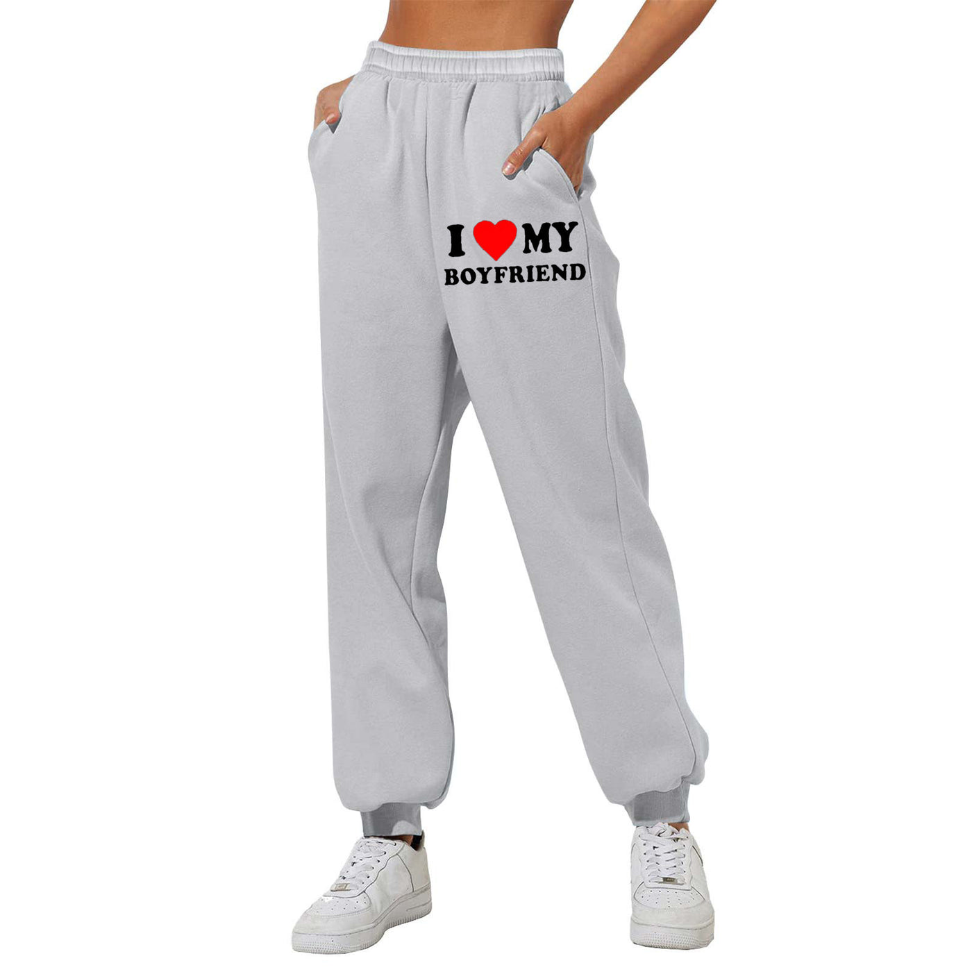 Trendy Boyfriend Sweatpants - Cozy High-Waisted Joggers with Cute Print - Carvan Mart