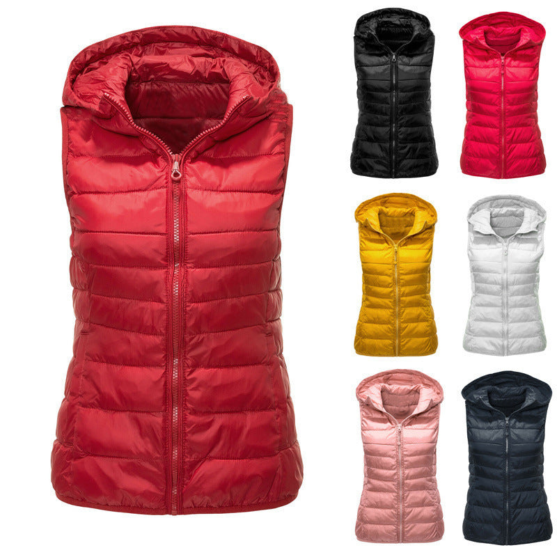 Women's Warm Vest Hooded Vest Cotton-padded Jacket - Carvan Mart