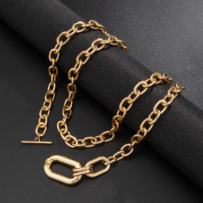 Geometric Metallic Aluminum Chain Multi-layer Necklace - Carvan Mart