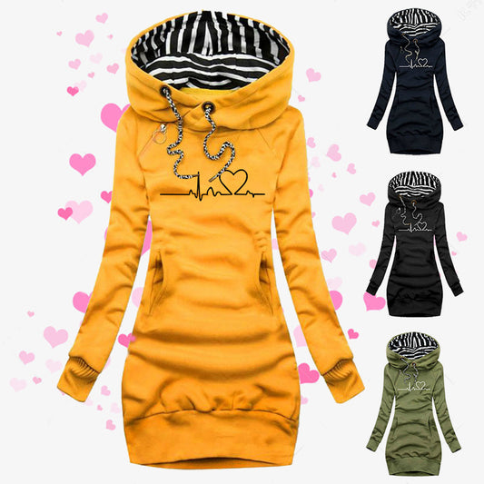 Heart Print Long Clothes Women Hoodie Sweatshirt Pullover Tops - Carvan Mart Ltd
