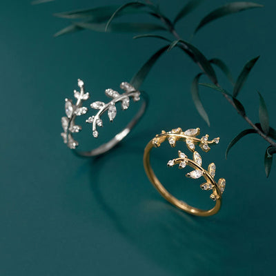 Nature-Inspired Leaf Ring Collection Branch Open Ring - Carvan Mart