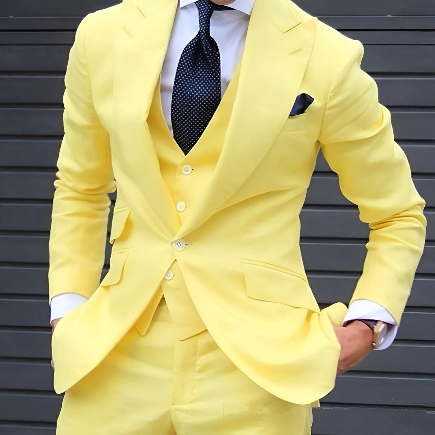 Carvan Best Men's Three Piece Suit Business Wedding Suit - Yellow - Men Suits & Sets - Carvan Mart