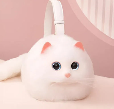 Carvan Handmade Furry Cat Handbags - White - Gift - Carvan Mart