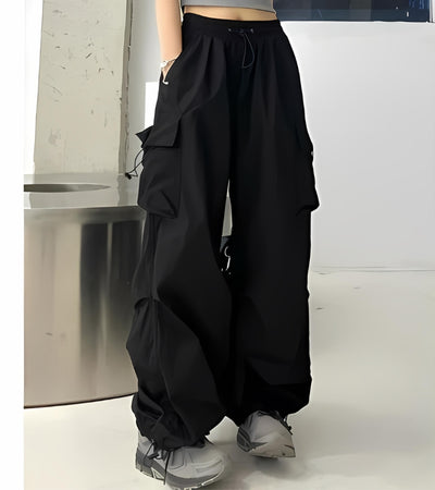 Trendy Streetwear Cargo Pants - Wide-Leg Utility Trousers for Women - - Pants & Capris - Carvan Mart